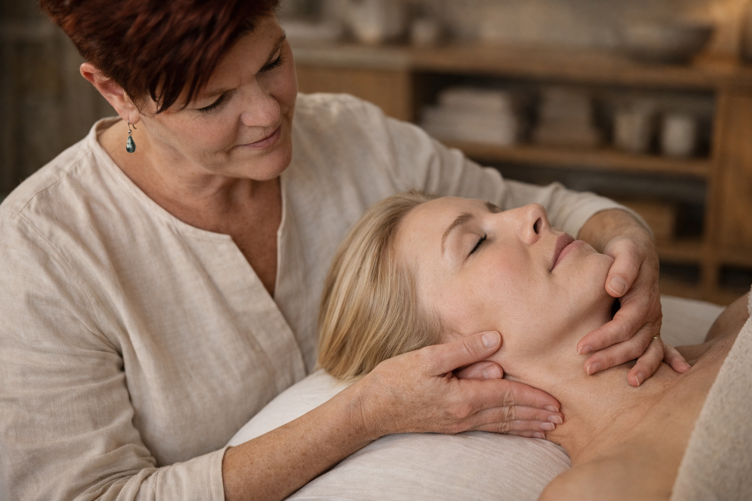 Hands-on TMJ massage treatment